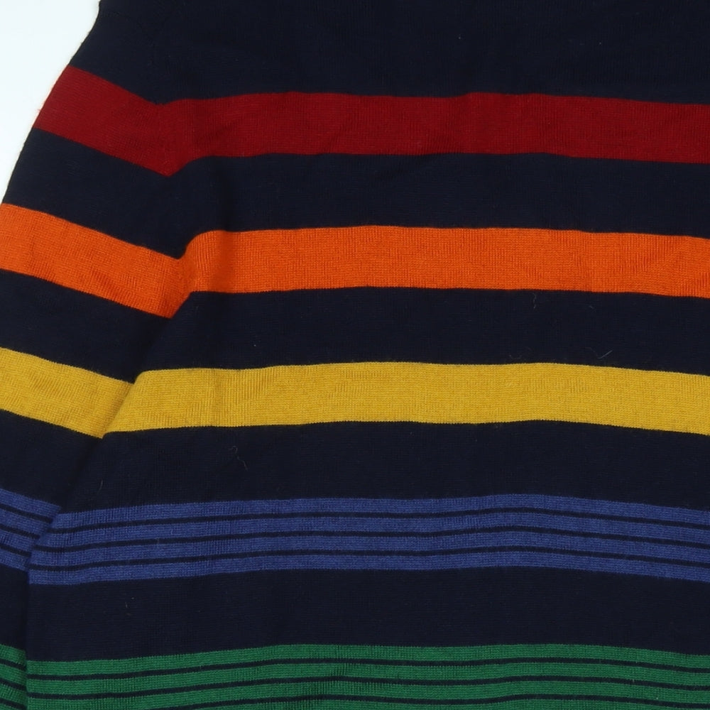 Club Room Mens Multicoloured Crew Neck Striped Wool Pullover Jumper Size M Long Sleeve - Logo