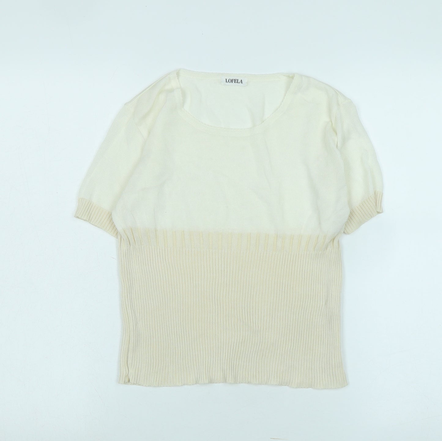 lofela Womens Ivory Scoop Neck Silk Blend Pullover Jumper Size S - Logo