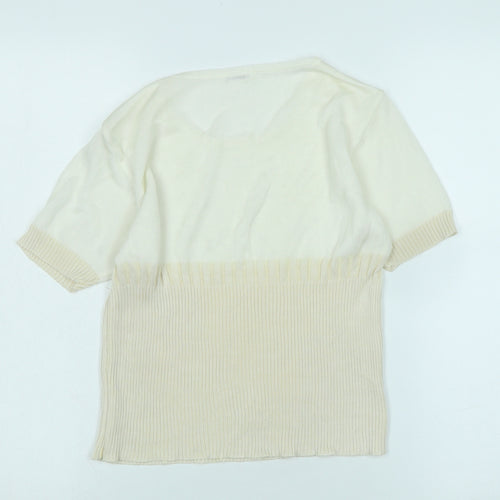 lofela Womens Ivory Scoop Neck Silk Blend Pullover Jumper Size S - Logo