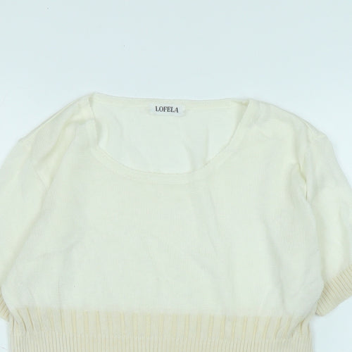 lofela Womens Ivory Scoop Neck Silk Blend Pullover Jumper Size S - Logo