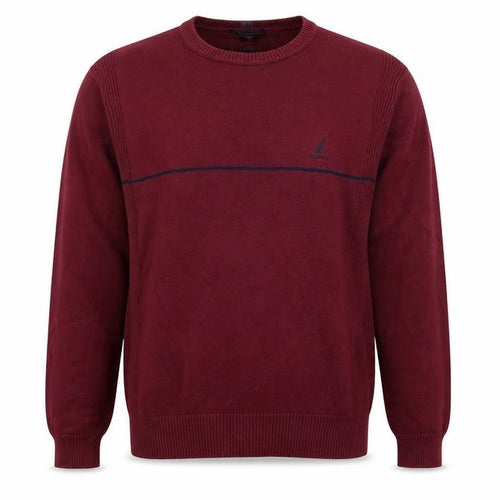 Nautica Mens Red Crew Neck Cotton Pullover Jumper Size S Long Sleeve - Logo