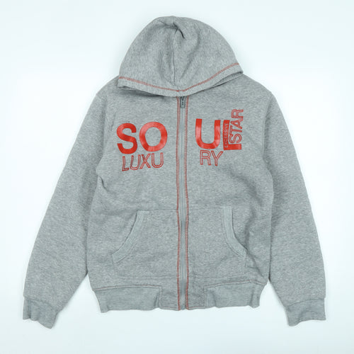 Soul Star Mens Grey Jacket Size XL Zip - Logo - Soul Luxery