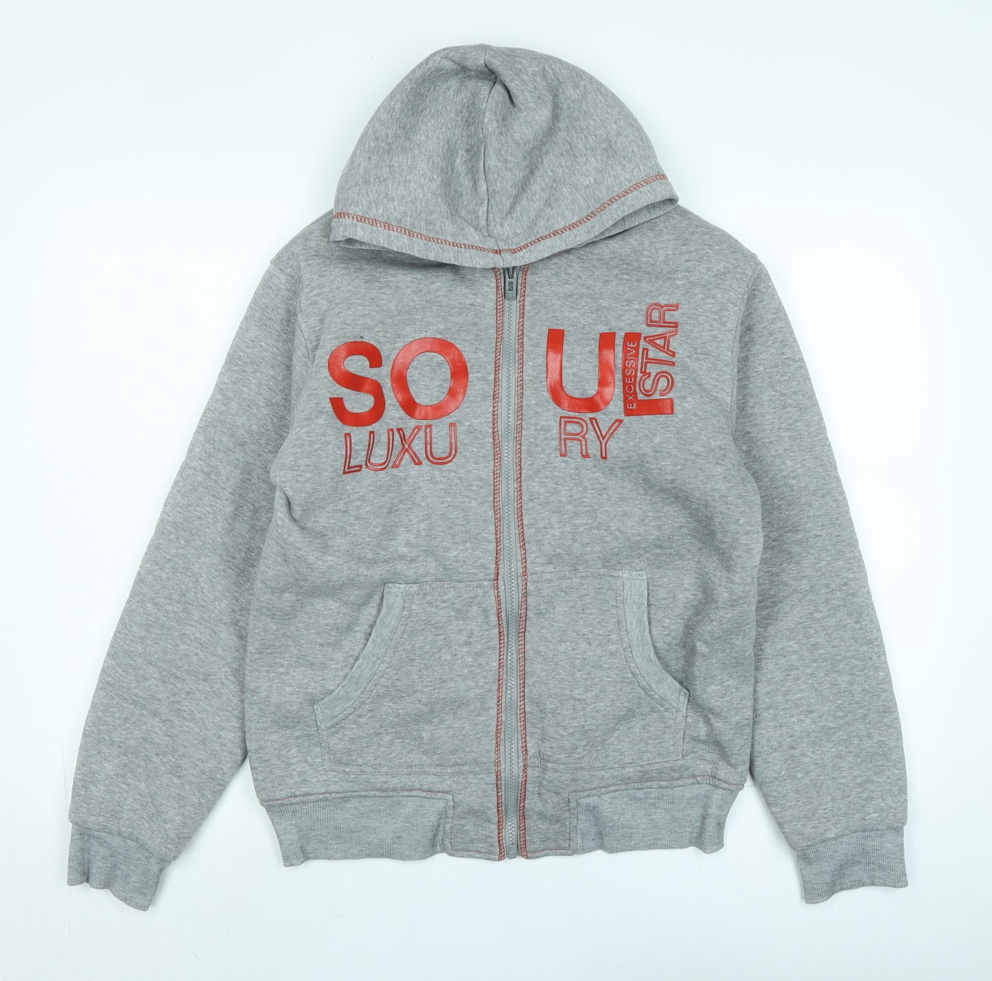 Soul Star Mens Grey Jacket Size XL Zip - Logo - Soul Luxery