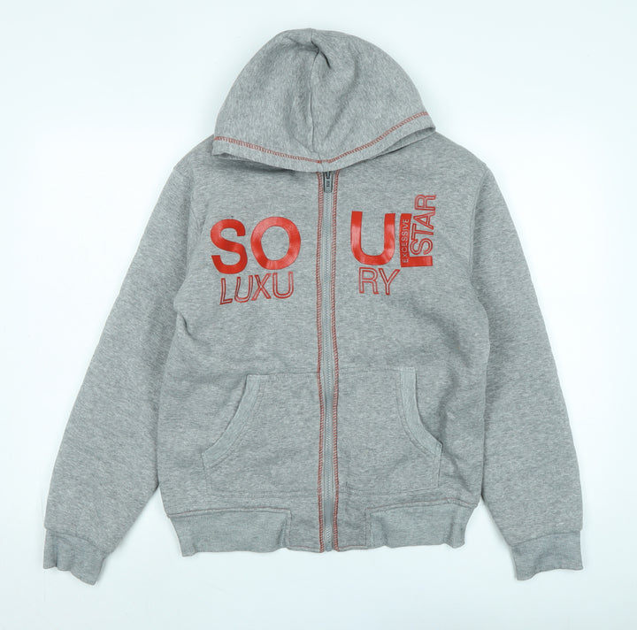 Soul Star Mens Grey Jacket Size XL Zip - Logo - Soul Luxery