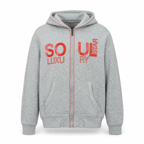 Soul Star Mens Grey Jacket Size XL Zip - Logo - Soul Luxery
