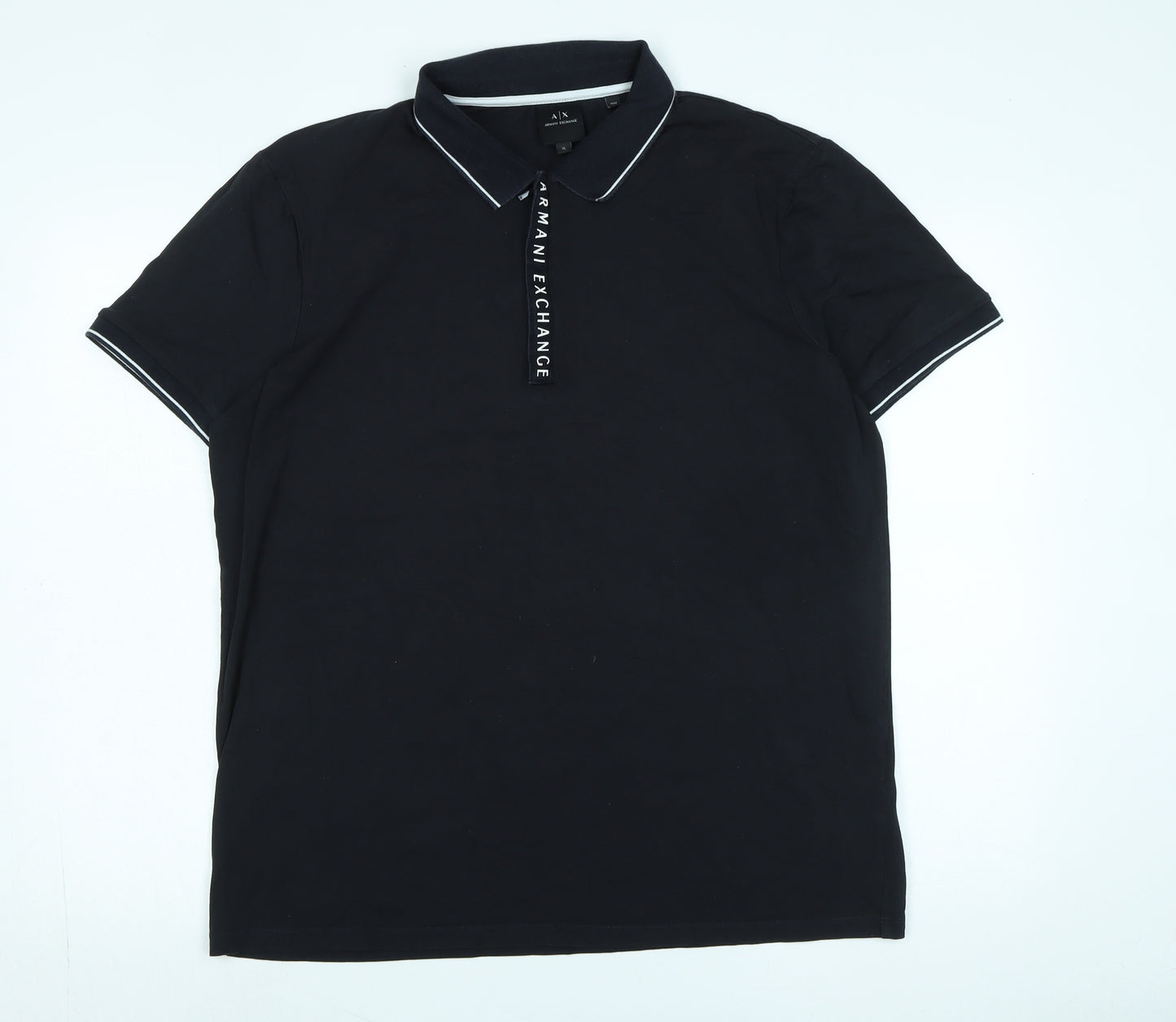 Armani Exchange Mens Blue Cotton Polo Size XL Collared - Logo - Armani Exchange