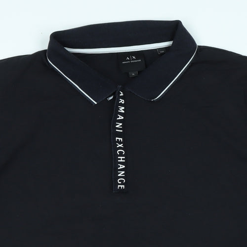 Armani Exchange Mens Blue Cotton Polo Size XL Collared - Logo - Armani Exchange