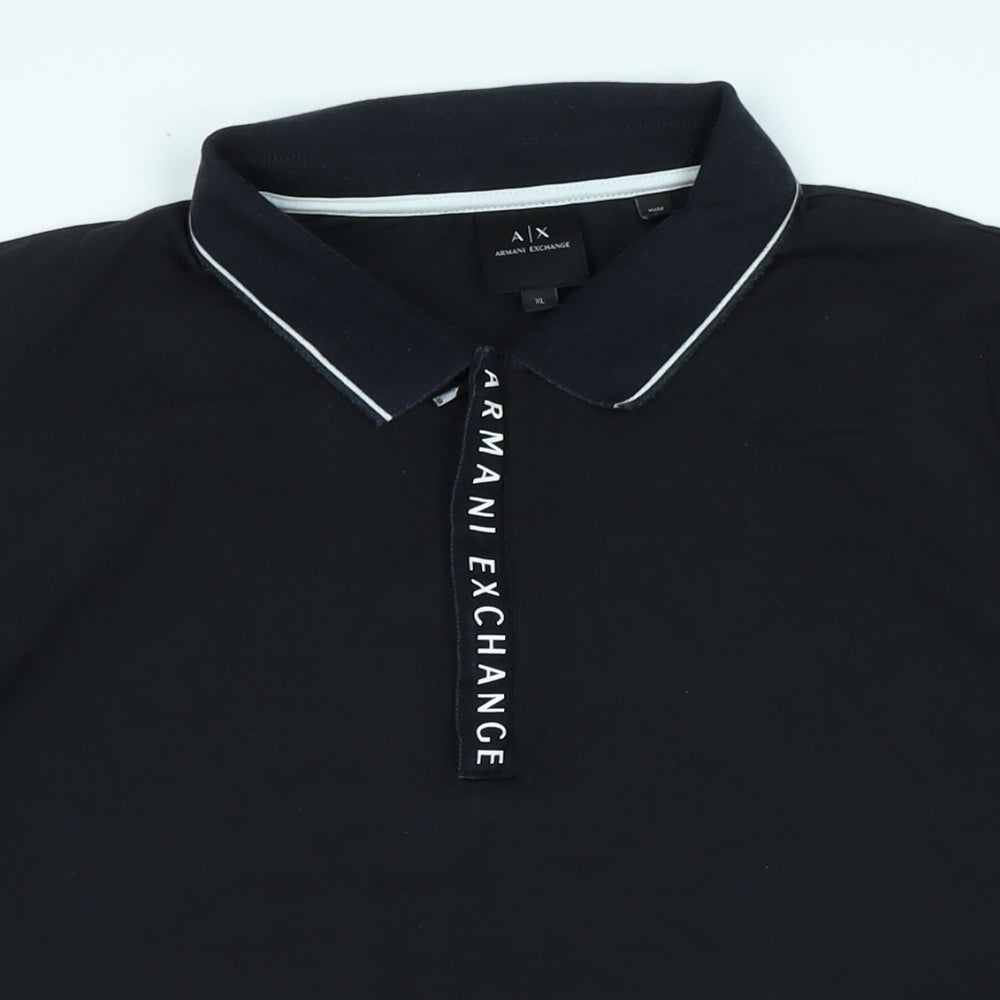 Armani Exchange Mens Blue Cotton Polo Size XL Collared - Logo - Armani Exchange
