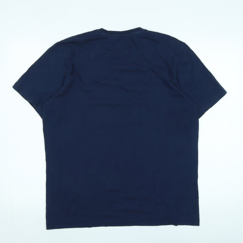 adidas Mens Blue Cotton T-Shirt Size M Crew Neck - Logo