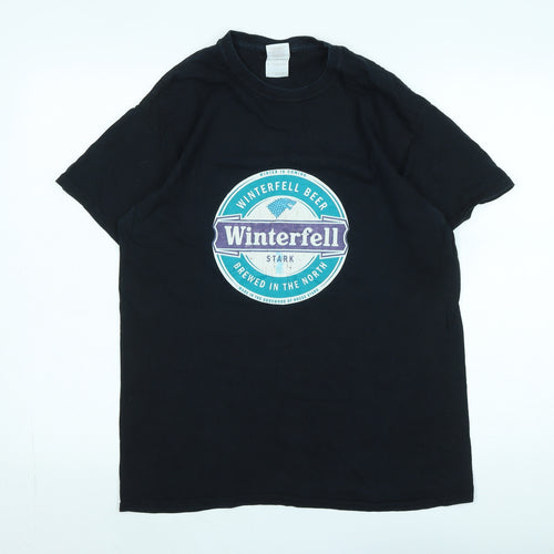 Winterfell Mens Black Cotton T-Shirt Size M Crew Neck - Logo - Winterfell Beer