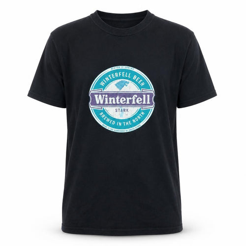 Winterfell Mens Black Cotton T-Shirt Size M Crew Neck - Logo - Winterfell Beer
