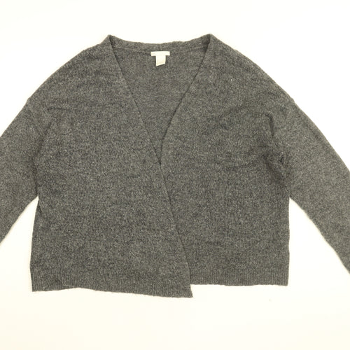 H&M Womens Grey V-Neck Acrylic Cardigan Jumper Size S