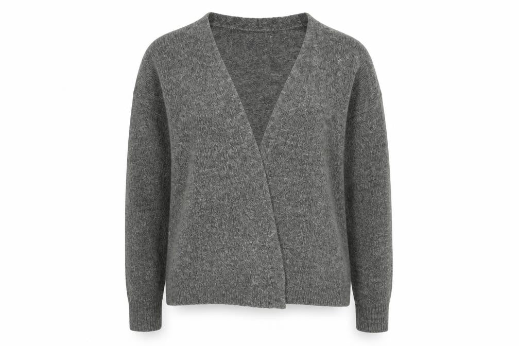 H&M Womens Grey V-Neck Acrylic Cardigan Jumper Size S