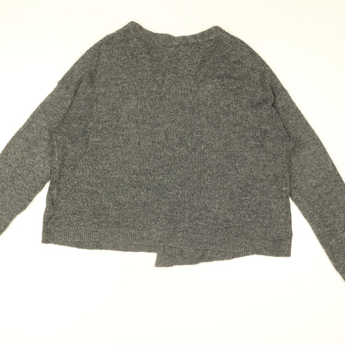H&M Womens Grey V-Neck Acrylic Cardigan Jumper Size S