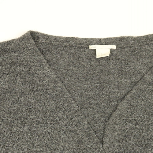 H&M Womens Grey V-Neck Acrylic Cardigan Jumper Size S