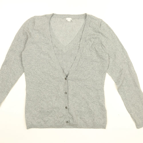 TCM Womens Grey Cotton Basic Button-Up Size 10 V-Neck