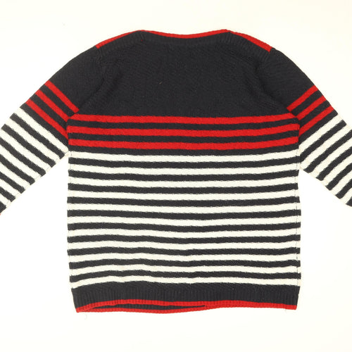 Isle Womens Blue Round Neck Striped Acrylic Pullover Jumper Size 18 - Size 18-20