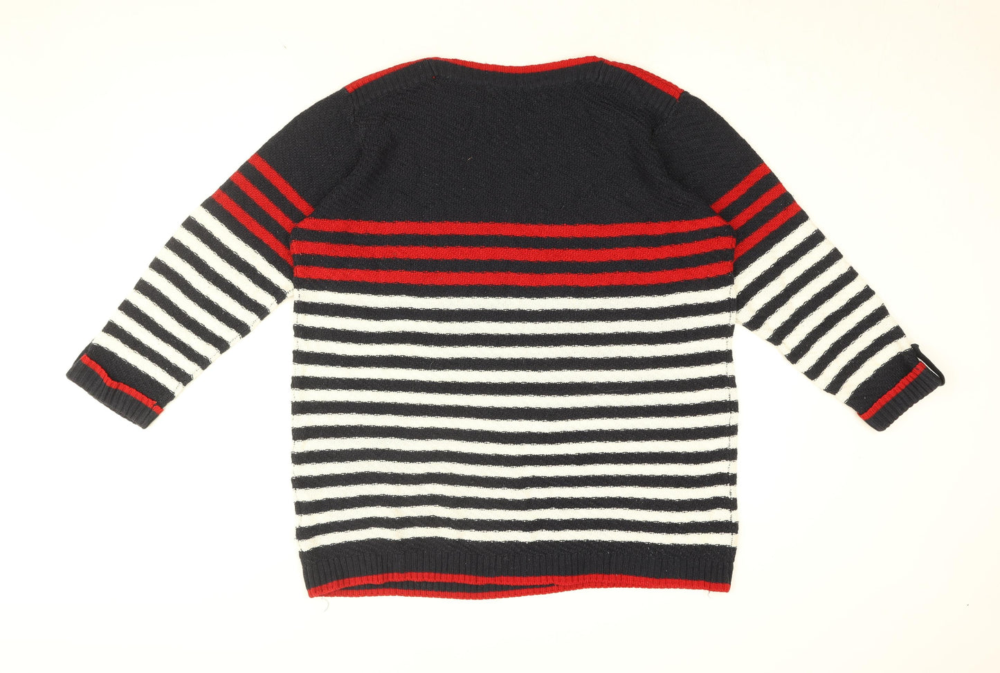 Isle Womens Blue Round Neck Striped Acrylic Pullover Jumper Size 18 - Size 18-20