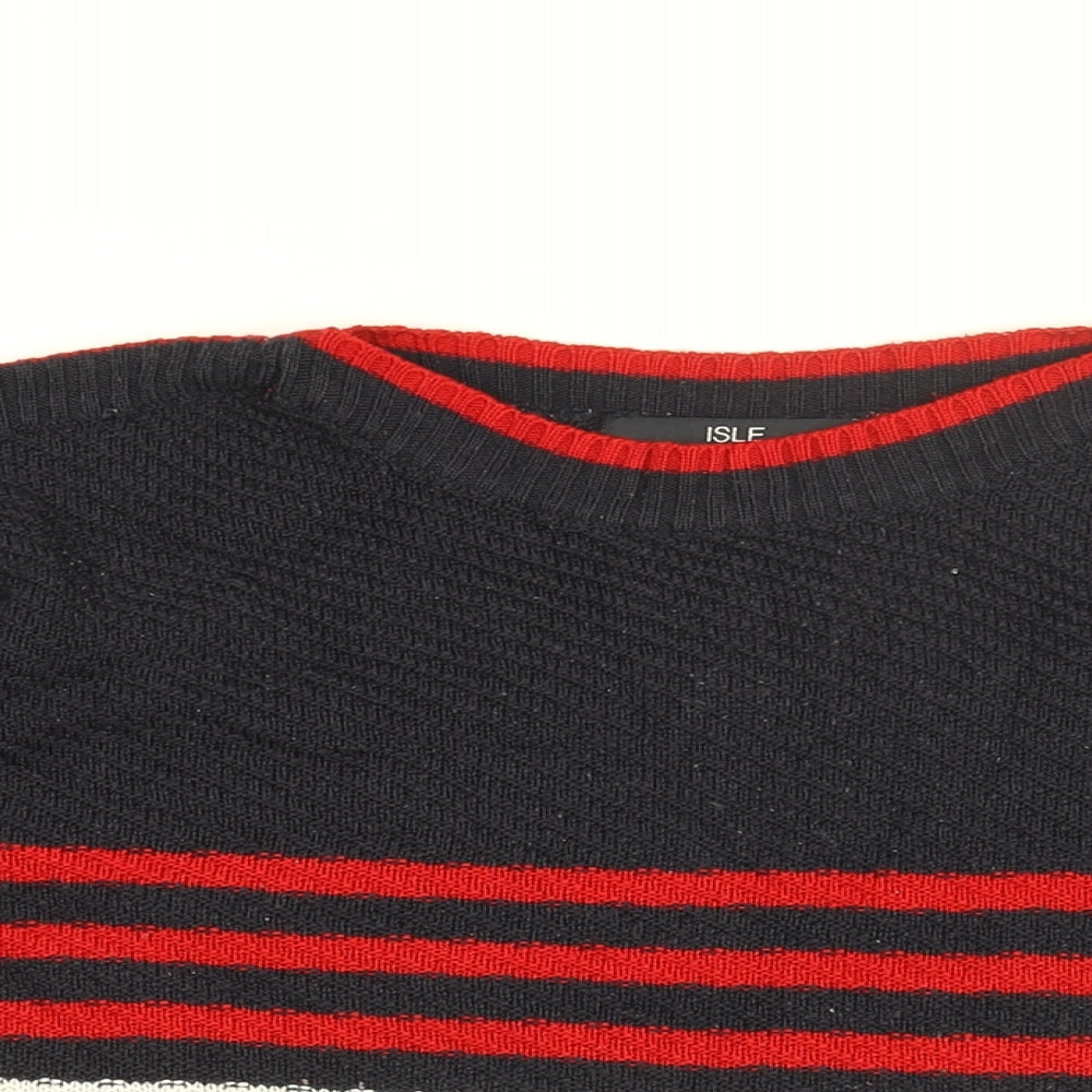 Isle Womens Blue Round Neck Striped Acrylic Pullover Jumper Size 18 - Size 18-20