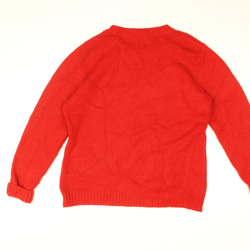 First Avenue Womens Red Round Neck Acrylic Pullover Jumper Size M - Size M/L, Snowman, Christmas Jumper