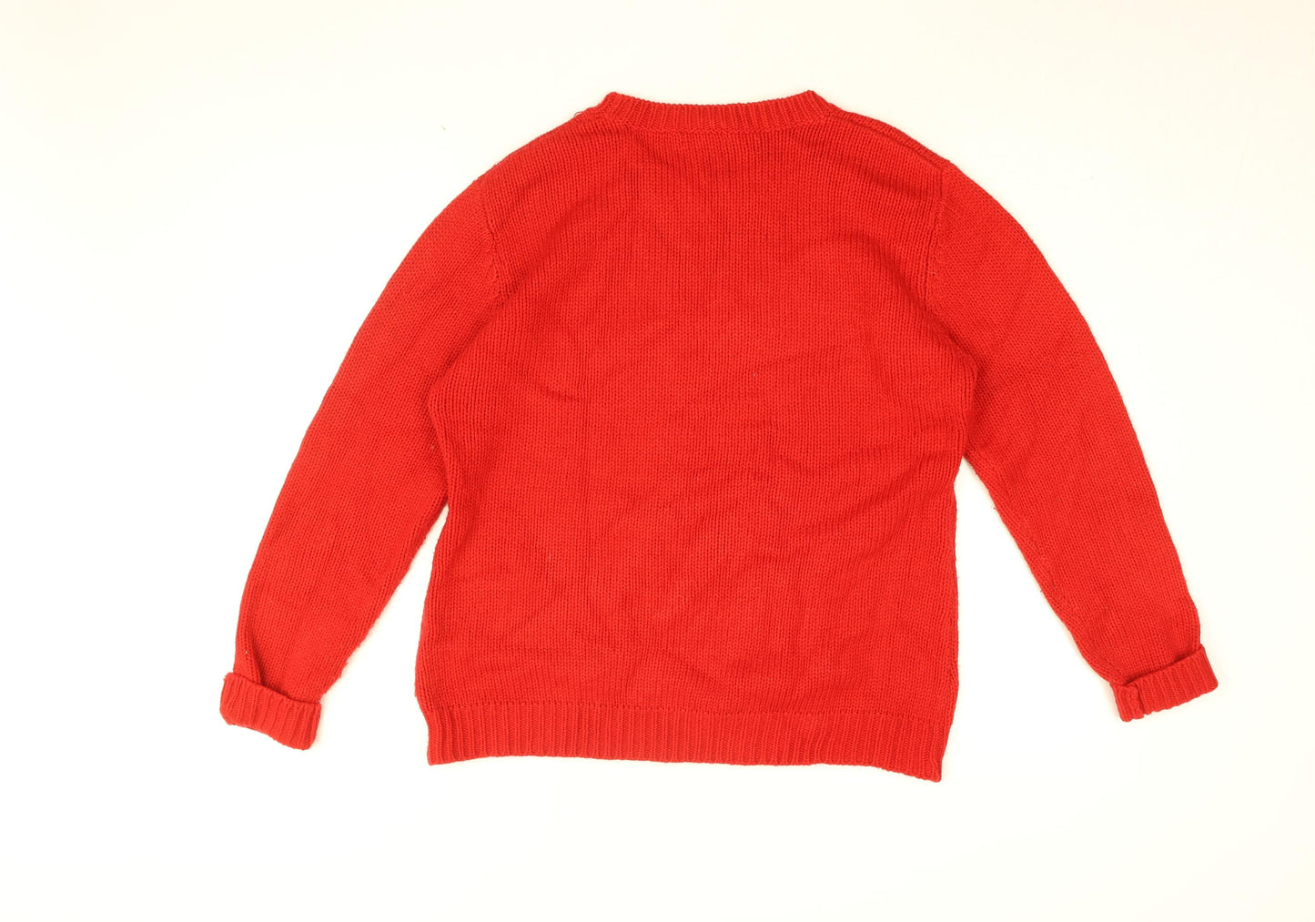 First Avenue Womens Red Round Neck Acrylic Pullover Jumper Size M - Size M/L, Snowman, Christmas Jumper