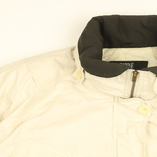 Towne Mens Ivory Overcoat Coat Size L Zip