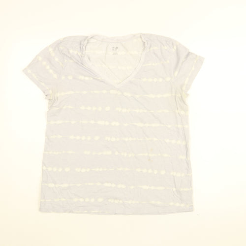Gap Womens Purple Geometric Cotton Basic T-Shirt Size L V-Neck - Tie Dye