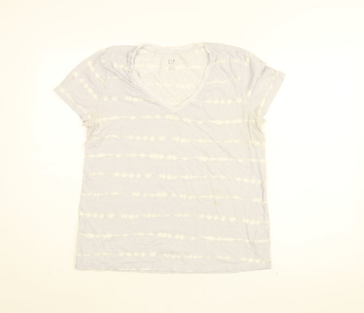 Gap Womens Purple Geometric Cotton Basic T-Shirt Size L V-Neck - Tie Dye