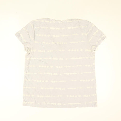 Gap Womens Purple Geometric Cotton Basic T-Shirt Size L V-Neck - Tie Dye