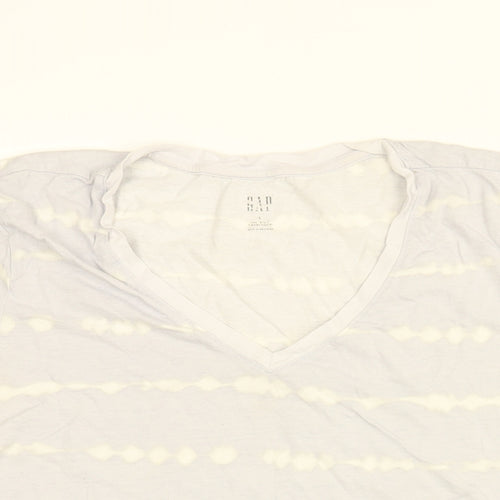Gap Womens Purple Geometric Cotton Basic T-Shirt Size L V-Neck - Tie Dye