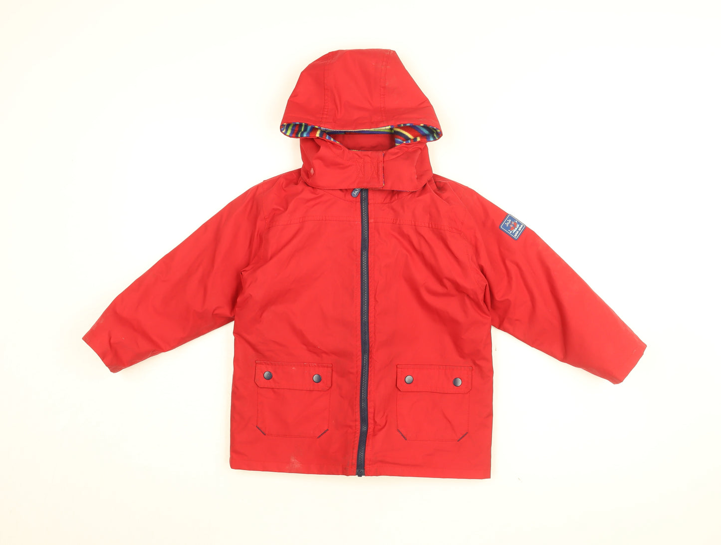 JoJo Maman Bébé Boys Red Rain Coat Coat Size 4-5 Years Zip