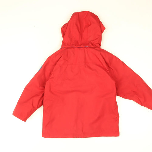 JoJo Maman Bébé Boys Red Rain Coat Coat Size 4-5 Years Zip