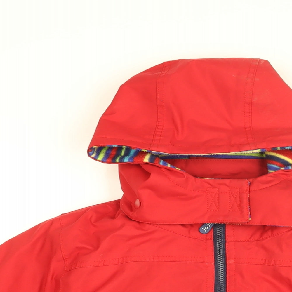JoJo Maman Bébé Boys Red Rain Coat Coat Size 4-5 Years Zip