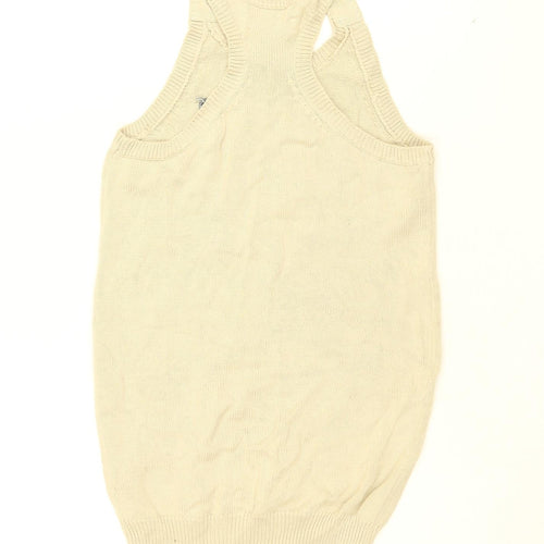 Gap Girls Beige Geometric Cotton Shift Size 8-9 Years Round Neck Pullover - Anchor Print