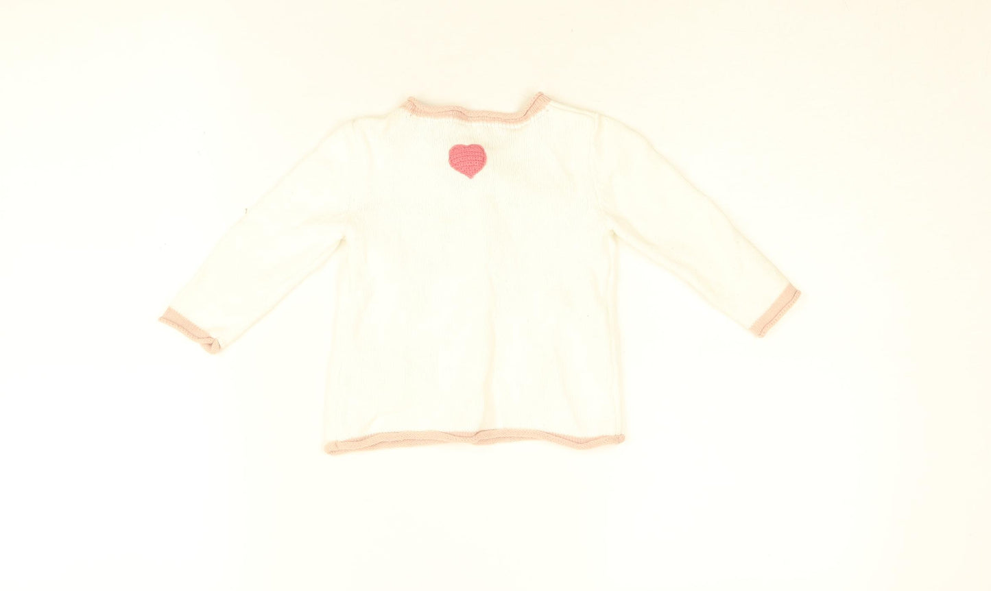 Tahari Girls White Geometric Cotton Cardigan Jumper Size 6-9 Months Button - Bunny Embroidery