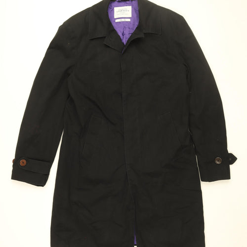 Charles Tyrwhitt Mens Black Overcoat Coat Size L Button