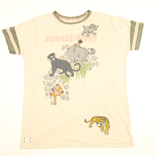 Disney Womens Beige Solid Polyester Top Dress Size XL - The Jungle Book, Jungle Vibes