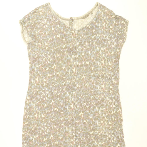 Sandwich Womens Grey Geometric Cotton Basic T-Shirt Size L V-Neck