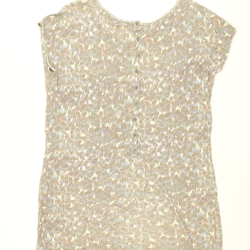 Sandwich Womens Grey Geometric Cotton Basic T-Shirt Size L V-Neck
