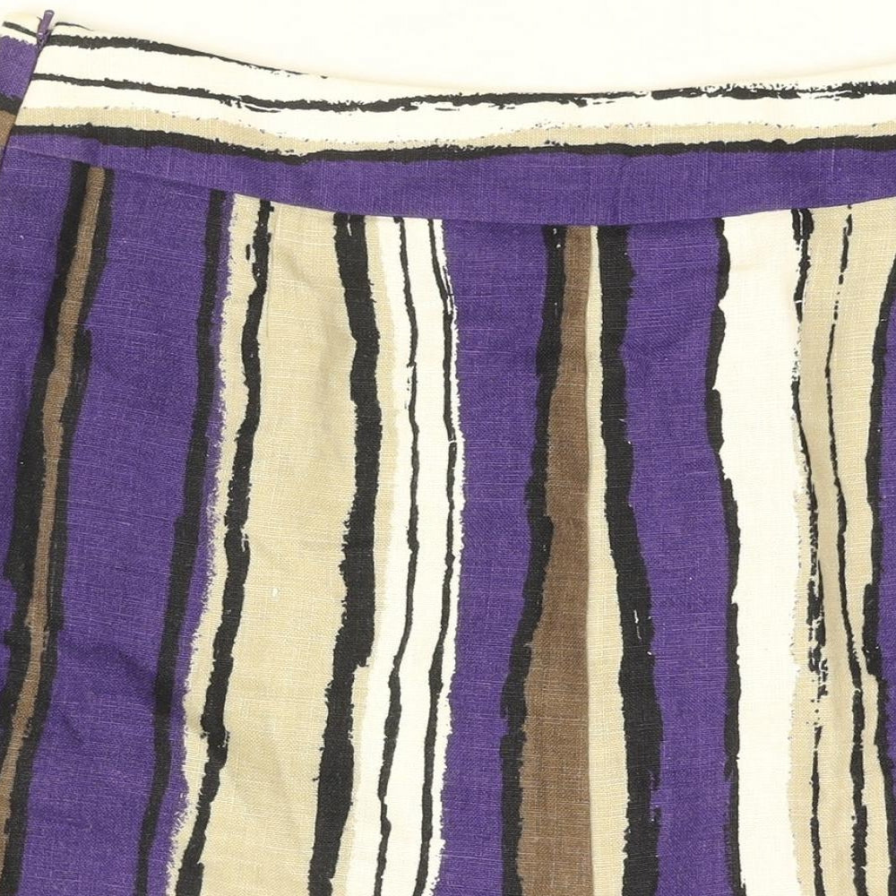 Hobbs Womens Purple Striped Linen A-Line Skirt Size 14 Zip