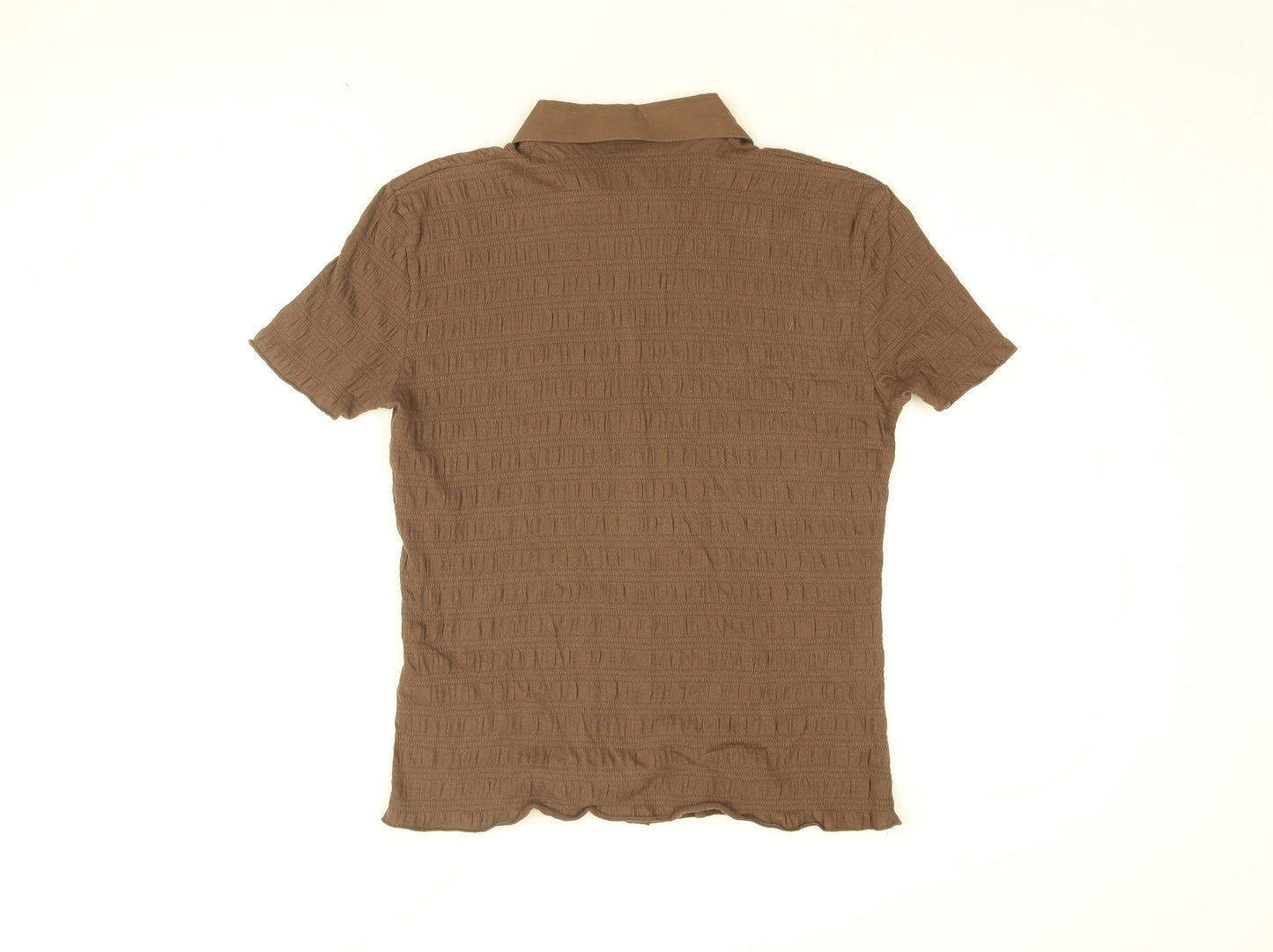 Damart Womens Brown Cotton Basic Button-Up Size 12 Collared - Size 12-14