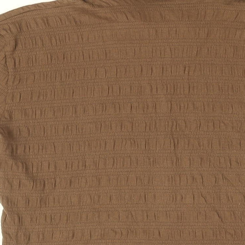 Damart Womens Brown Cotton Basic Button-Up Size 12 Collared - Size 12-14