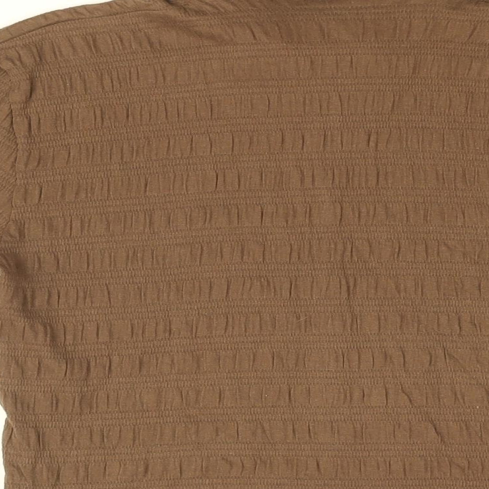 Damart Womens Brown Cotton Basic Button-Up Size 12 Collared - Size 12-14