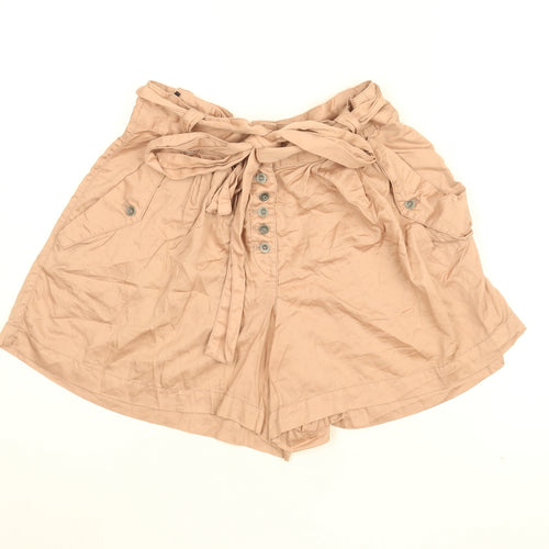 French Connection Womens Pink Cotton Paperbag Shorts Size 6 L5 in Regular Button - Belted