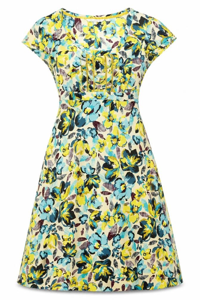Front view of RJR.John Rocha women’s multicoloured floral polyester a-line, size UK 8, round neck pullover