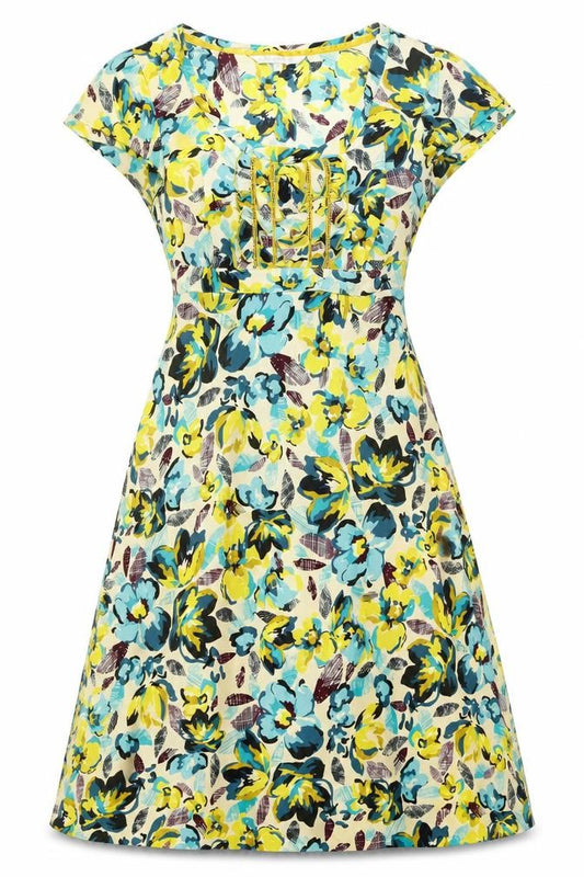 Front view of RJR.John Rocha women’s multicoloured floral polyester a-line, size UK 8, round neck pullover