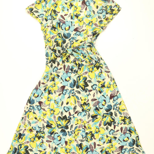 Rocha John Rocha Womens Multicoloured Floral Polyester A-Line Size 8 Round Neck Pullover