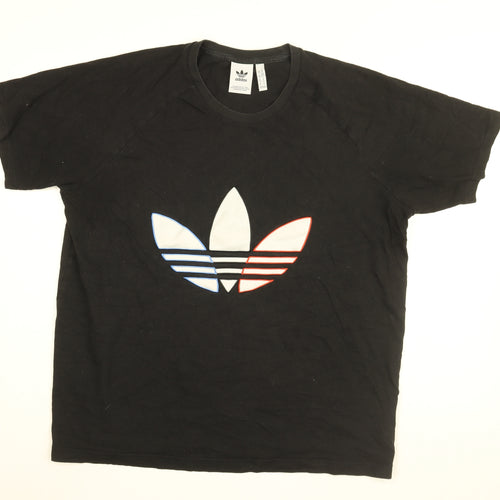 adidas Mens Black Cotton T-Shirt Size XL Round Neck