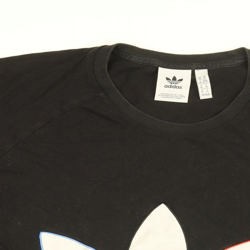 adidas Mens Black Cotton T-Shirt Size XL Round Neck