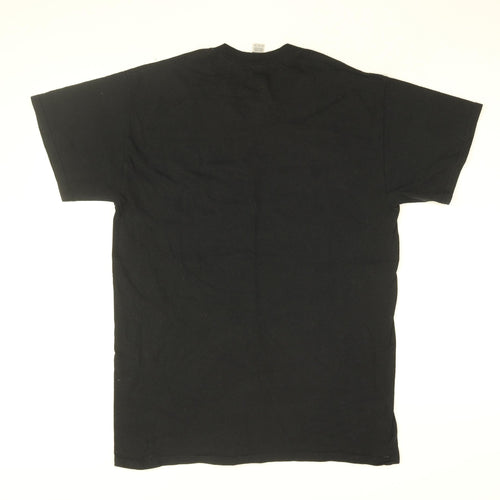 Gildan Mens Black Cotton T-Shirt Size M Round Neck - Ferodo